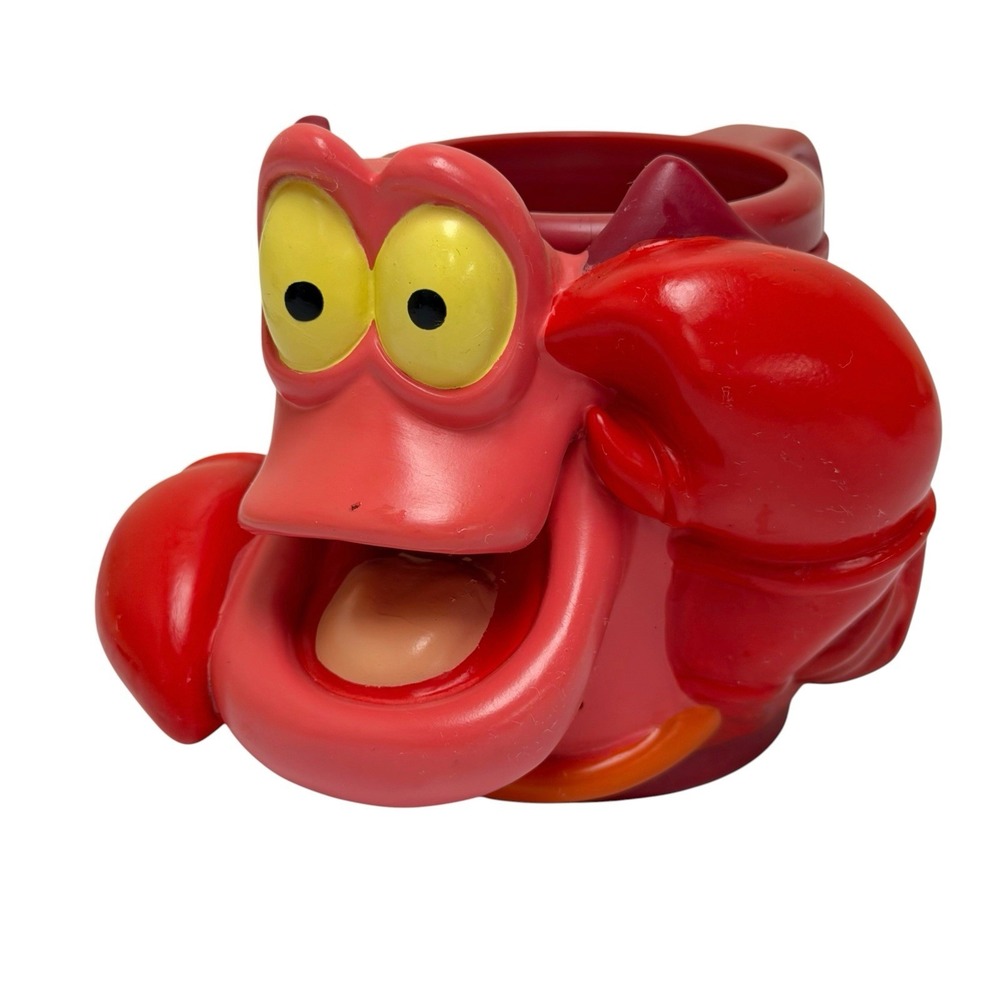 Vintage 90s Disney Applause Sebastian The Little Mermaid Mug 3D Milk Cup 3.875"